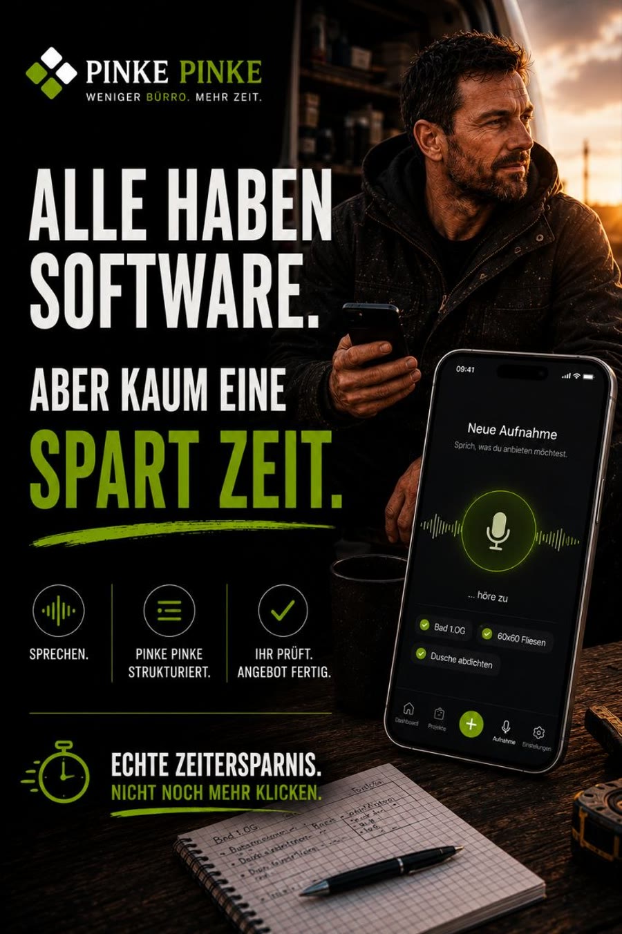 PINKE PINKE, Alle haben Software. Aber kaum eine spart Zeit.